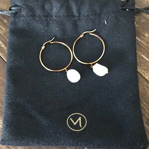Mejuri Gold Hoop Earrings with Freshwater Pearls